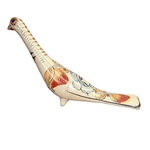 Vintage Tonala Mexican Pottery Hand Painted Pheasant Folk Art Figure 9” long
